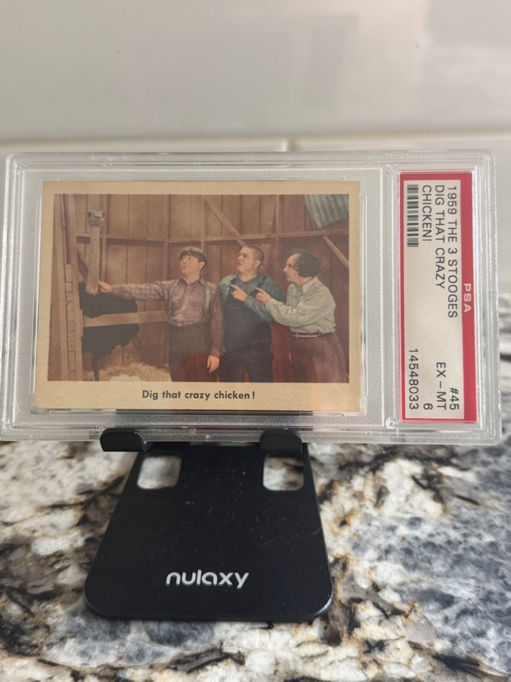 1959 The 3 Stooges Dig that crazy chicken! #45 PSA EX-MT 6